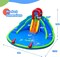 Blue Inflatable Bounce Castle With Water Slides Climbing Wall Splash Pool For Kids
